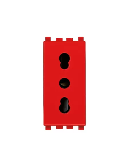 Vimar 20203.R 2P T 16A Two-Way Dual-Push Socket Red